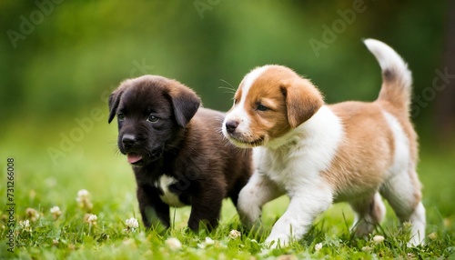 Puppies playing outdoor