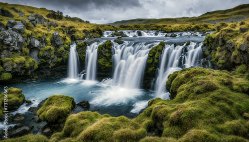 Stunning waterfall in iceland. Travel and adventure concept