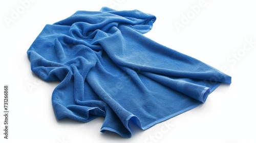 A blue beach towel isolated on a white background