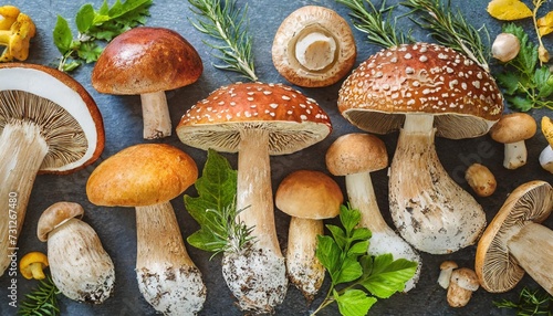 hand drawn edible mushrooms collection