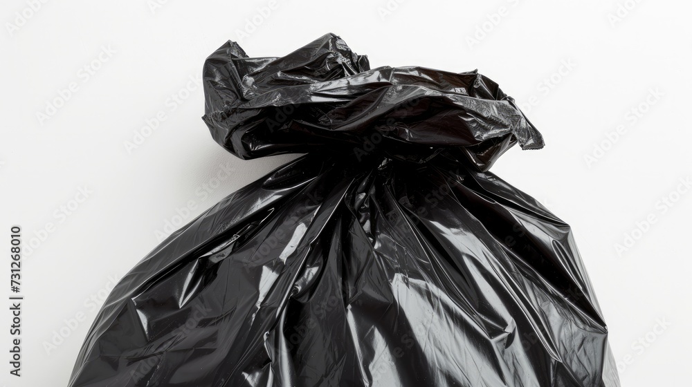 A close-up image of a garbage bag against a white background, with a clipping path for easy isolation
