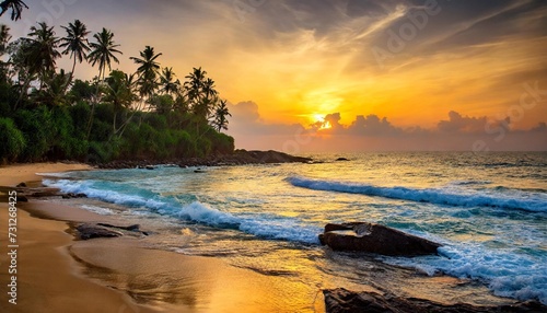 beautiful sunset on the indian ocean coast on the island of sri lanka mirissa