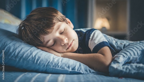 child sleeping in bed
