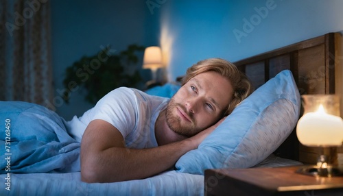 male person laying in bed and resting