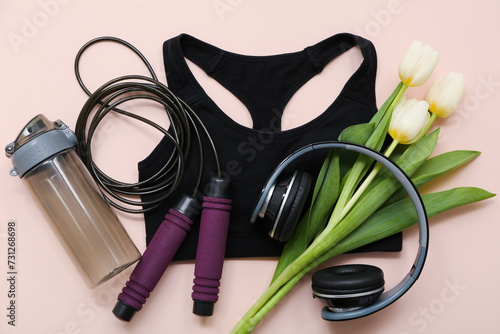Fitness essentials flat lay...