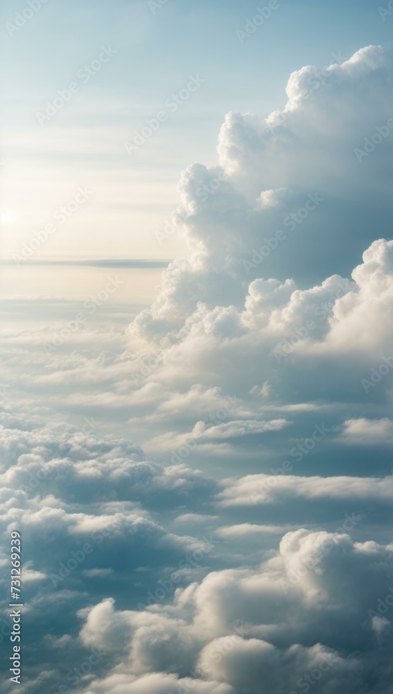 A view of the sky from an airplane window. Generative AI. A view of the sky from an airplane window. Generative AI.