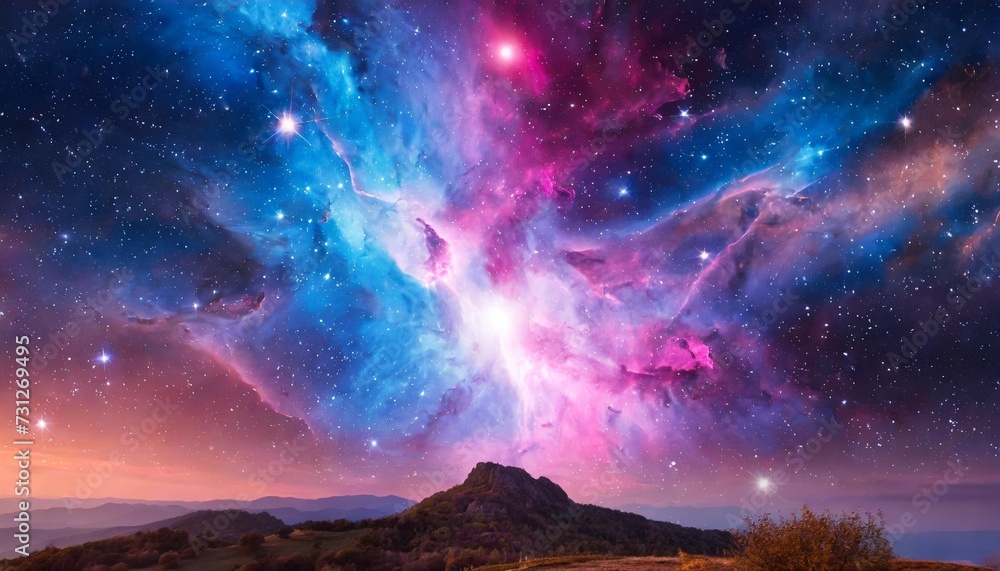 blue and pink nebula