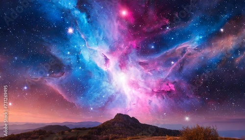 blue and pink nebula