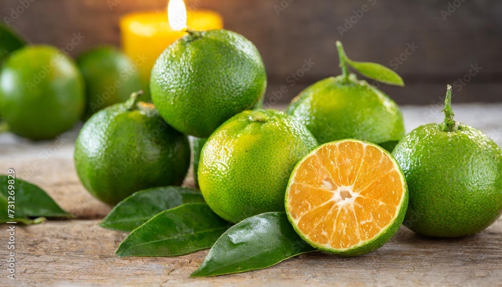 fruit unripe organic clementines green as limes