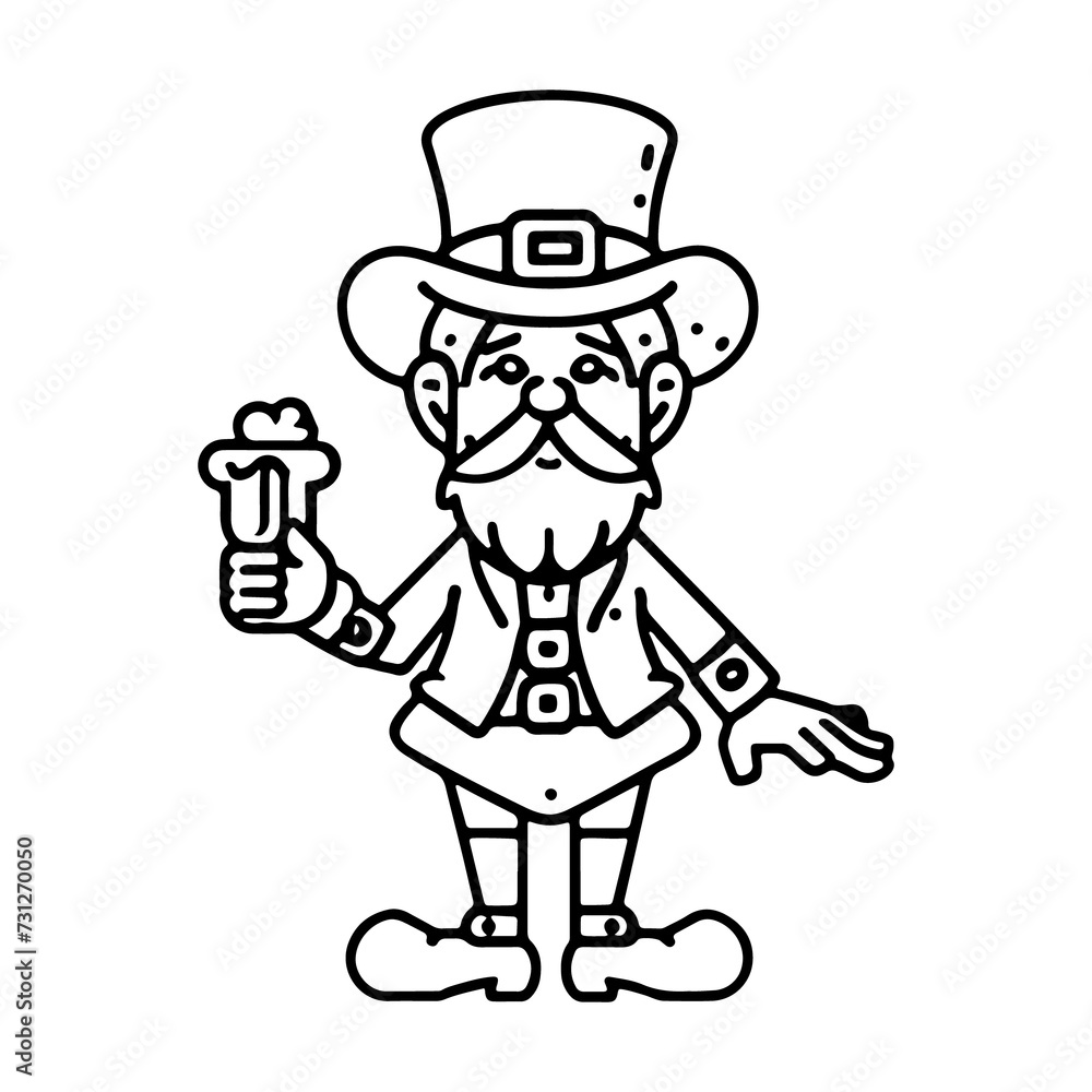 Cartoon leprechaun character with shamrock leaf Cartoon leprechaun character with shamrock leaf