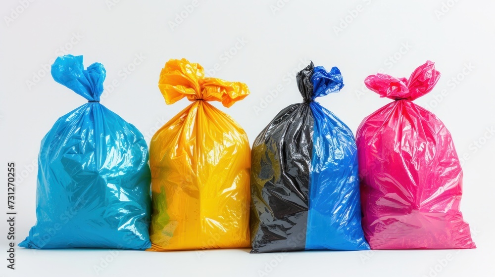 A roll of colored garbage bags A roll of colored garbage bags