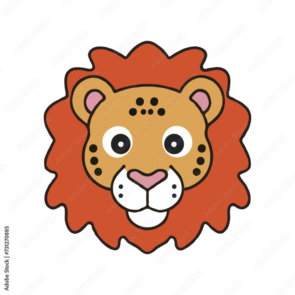 Cute lion face illustration isolated character vector wild cute cartoon Cute lion face illustration isolated character vector wild cute cartoon
