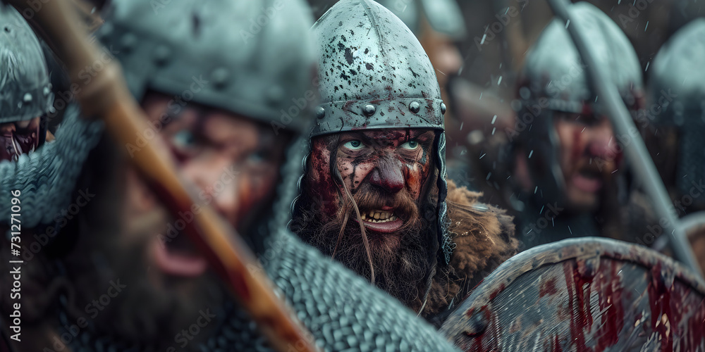 Viking fighting in battle