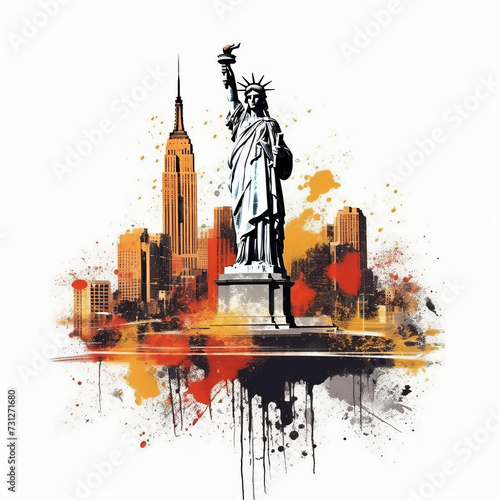 new york t-shirt design brush stroke style white background.