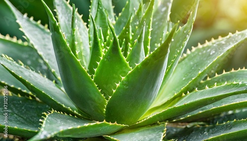 green aloe barbadensis leaves panoramic