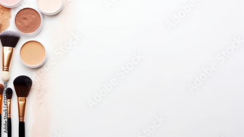 keep brush and decorative cosmetics on a white background.