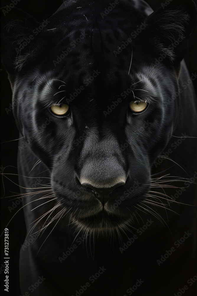 calming organicintense and mysterious black panther portrait, national wild life day concept