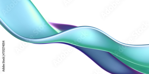 3d holographic liquid wave, iridescent chrome fluid silk fabric isolated on light background. Render of neon metal ribbon with rainbow gradient effect flying in motion. 3d vector geometric background. © janevasileva