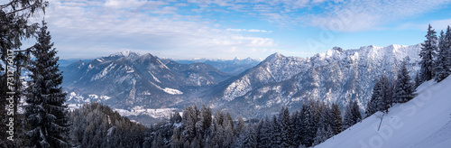 Winterpanorama Ettaler Mandl Eschenlohe mit Heimgarten und Estergebirge photo