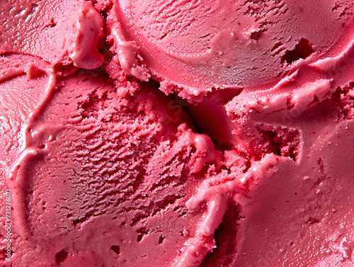Closeup of homemade strawberry ice cream texture