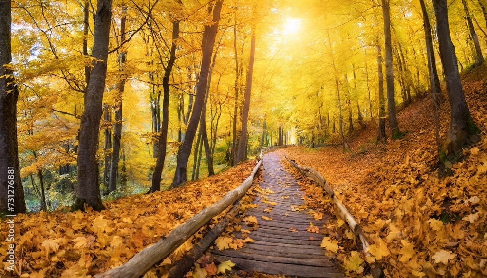 autumn long banner yellow background