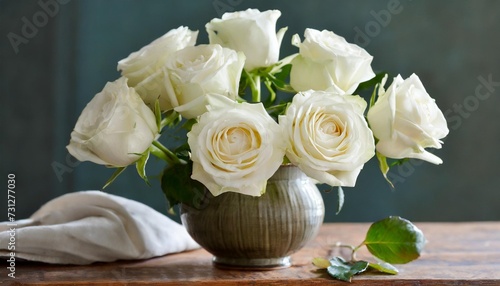 white roses in a vase