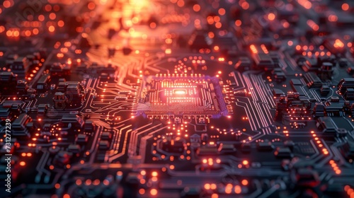 Wallpaper Mural Against a backdrop of circuitry, it symbolizes the fusion of humanity and technology Torontodigital.ca