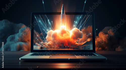  Launching a nuclear missile from laptop screen.