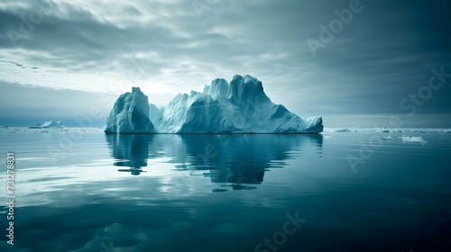 An evocative image showcasing the shrinking icebergs in the Arctic, symbolizing the accelerated melting of polar ice photo