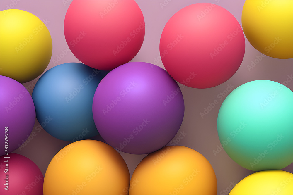 Pile Of Brightly Colored Easter Eggs , pastel color spheres, 3D render geometric shapes, spheres with gentle pastel colors, AI Generated artwork