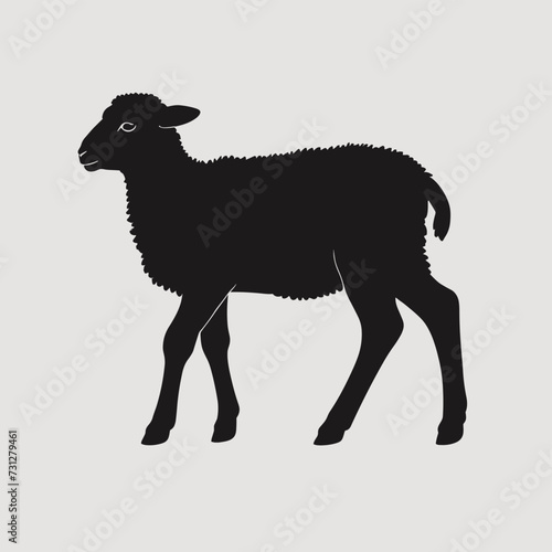 Lamb silhouette sheep farm animal vector illustration