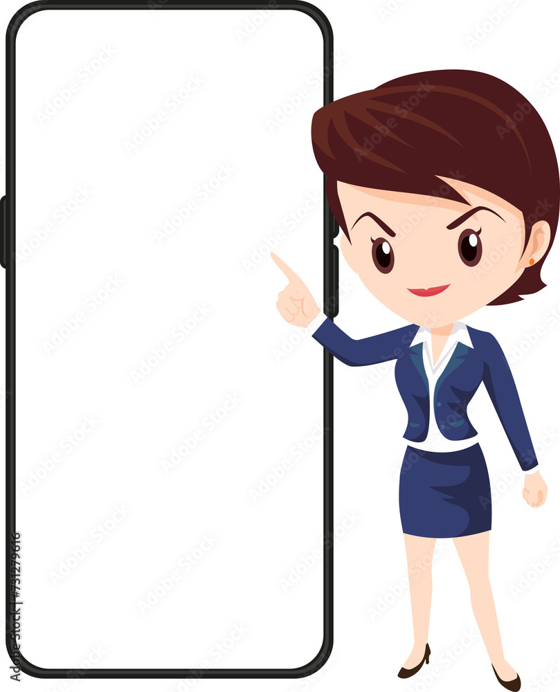 businesswoman presenting with IT equipment