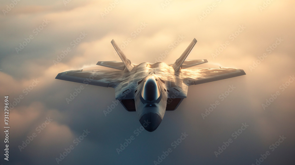 Prototipo de avión de combate volando - obrazy, fototapety, plakaty 