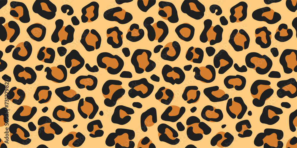 Seamless vector leopard pattern, black spots on brown background, classic design. Hand drawn design. Abstract concept graphic element. Creative art in EPS 10 Seamless vector leopard pattern, black spots on brown background, classic design. Hand drawn design. Abstract concept graphic element. Creative art in EPS 10