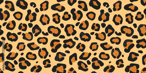 Seamless vector leopard pattern  black spots on brown background  classic design. Hand drawn design. Abstract concept graphic element. Creative art in EPS 10