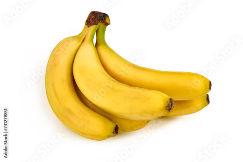 Bunch of ripe bananas isolated on white background.