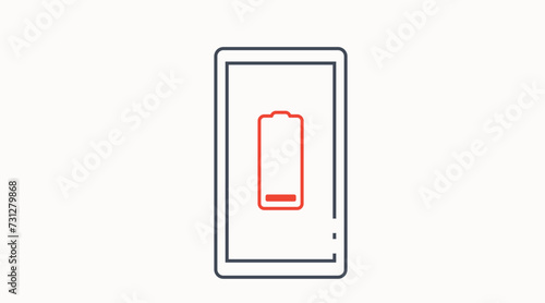 Low Battery Mobile Icon. Vector flat isolated illustration of a Smartphone Device with a Low Battery Icon.