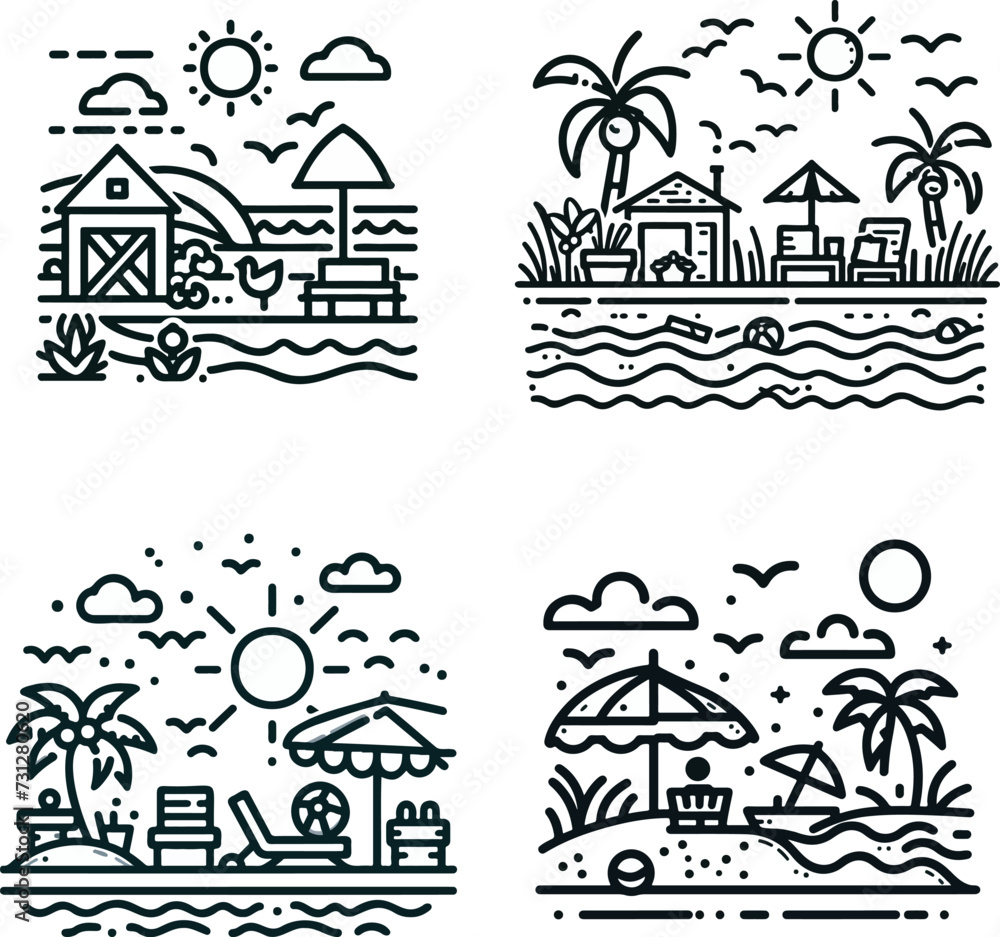 set of icons summer vibes