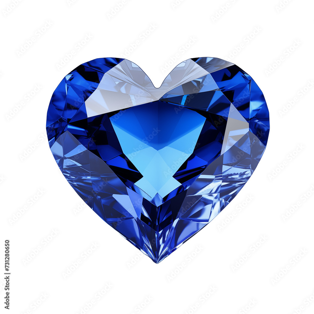 Heart-Shaped Sapphire isolated on transparent and white background. Symbol of love. Ideal for use in advertising. Generative ai