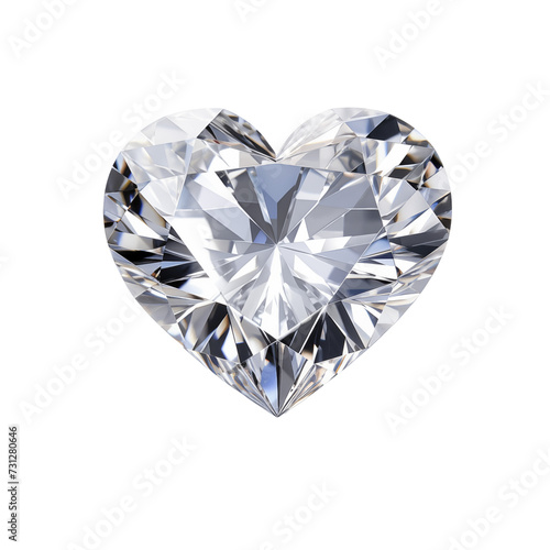 Heart shaped diamond isolated on transparent and white background. Symbol of love. Ideal for use in advertising. Generative ai