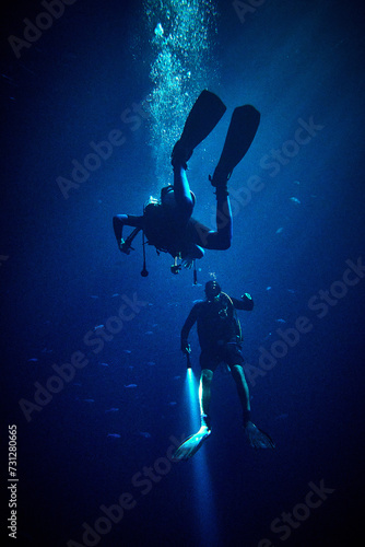 The beauty of the underwater world - scuba diver at depth - scuba diving in the Red Sea, Egypt