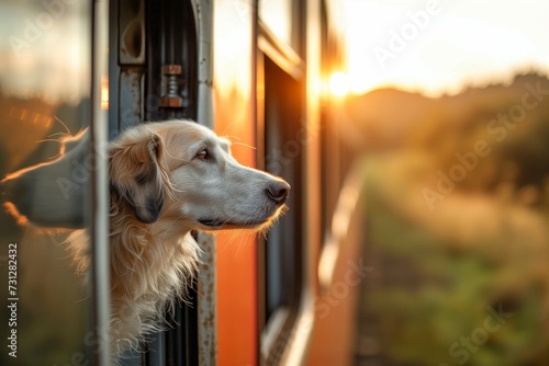 A curious canine of a specific breed gazes longingly out an open window, eagerly awaiting the chance to explore the great outdoors as a beloved pet photo