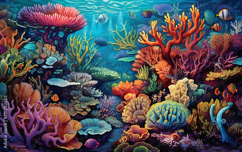 Obraz premium Illustration of the beauty of a tropical coral reef