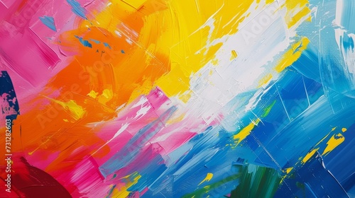 Large acrylic brush strokes for bright background, abstract painting, bright colors photo