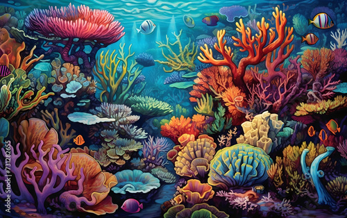 Illustration of the beauty of a tropical coral reef