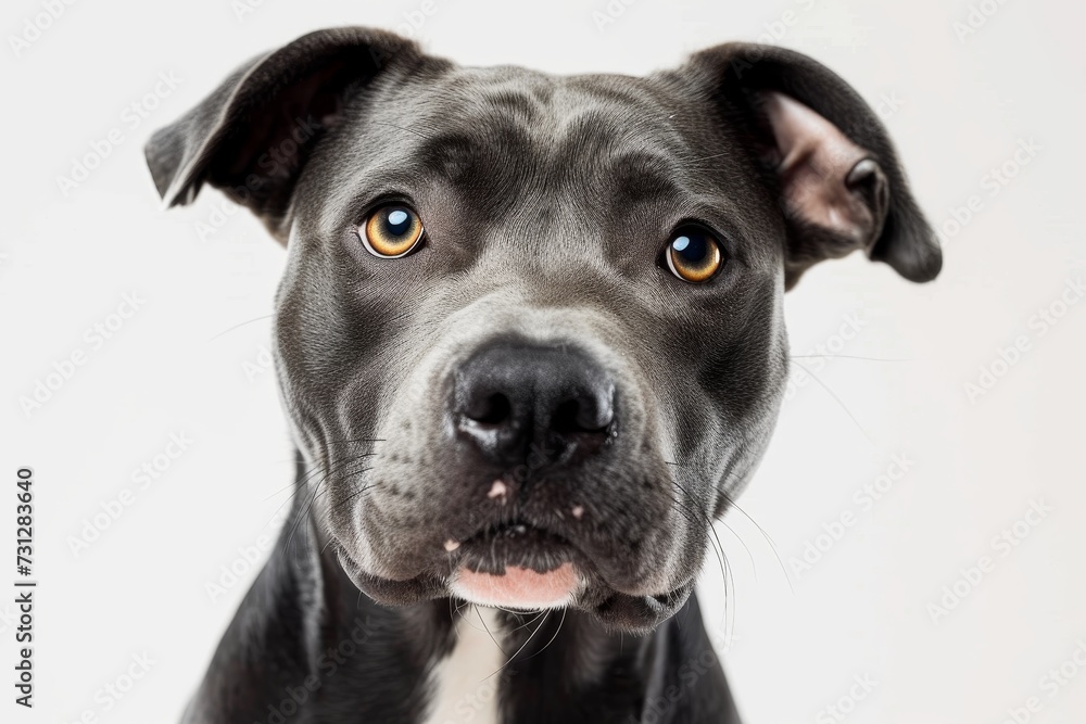 The sleek black snout of a beloved pet dog, adorned with a stylish collar, stands out against the background, capturing the loyalty and playfulness of this mammal from the sporting group