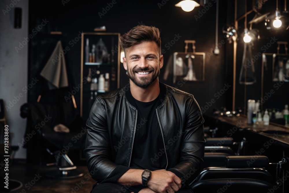 Portrait of a smiling male hairdresser in modern salon Portrait of a smiling male hairdresser in modern salon