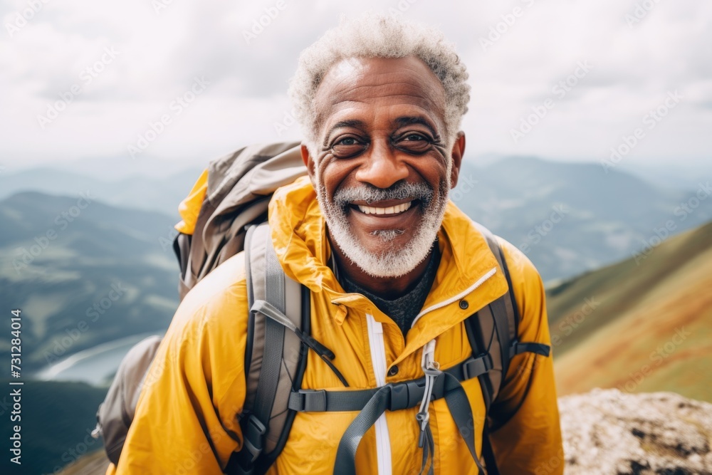 Portrait of a smiling senior hiker in the mountains Portrait of a smiling senior hiker in the mountains