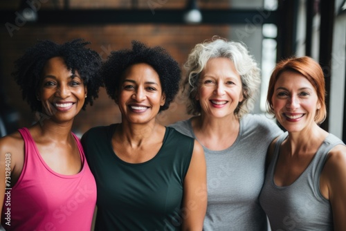 Group of happy diverse women smiling together in a gym © CojanAI