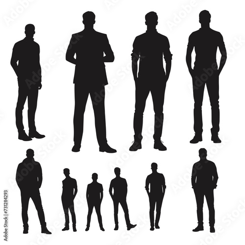 Man silhouette black and white vector illustration isolated background